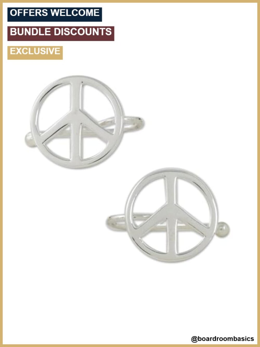 Sterling Silver Ear Cuffs Peace Sign Artisan Handcrafted Shimmering
